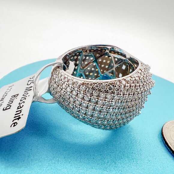 925 Sterling Sliver Moissanite 3cm Square Elevated Ring, 9.72ctw VVS Stones Hip - Picture 4 of 7